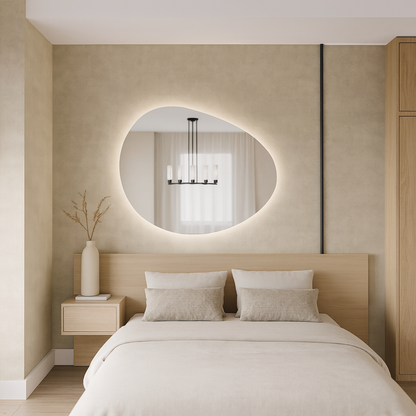 LED Bathroom Mirror Irregular Shape – Modern Asymmetrical Backlit Vanity Wall Mirror