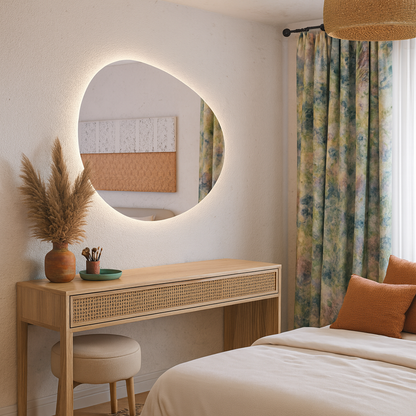 LED Bathroom Mirror Irregular Shape – Modern Asymmetrical Backlit Vanity Wall Mirror