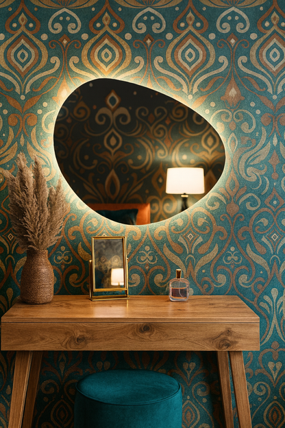 LED Bathroom Mirror Irregular Shape – Modern Asymmetrical Backlit Vanity Wall Mirror