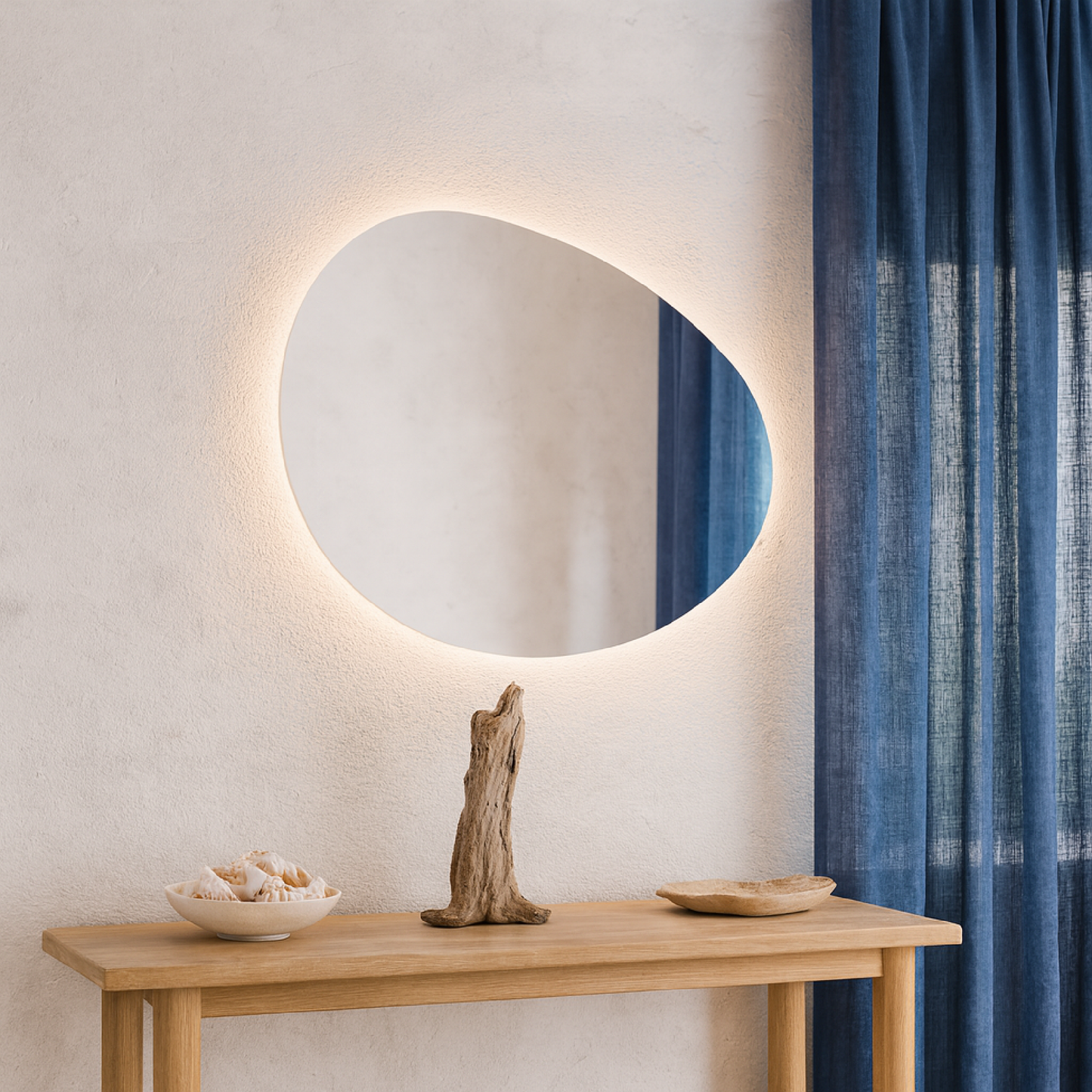 LED Bathroom Mirror Irregular Shape – Modern Asymmetrical Backlit Vanity Wall Mirror
