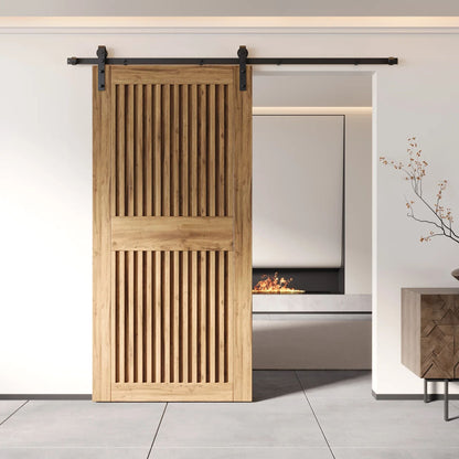 Vertical Slat Barn Door Kit - Black Hardware with DIY Unassembled System & Custom Finishes
