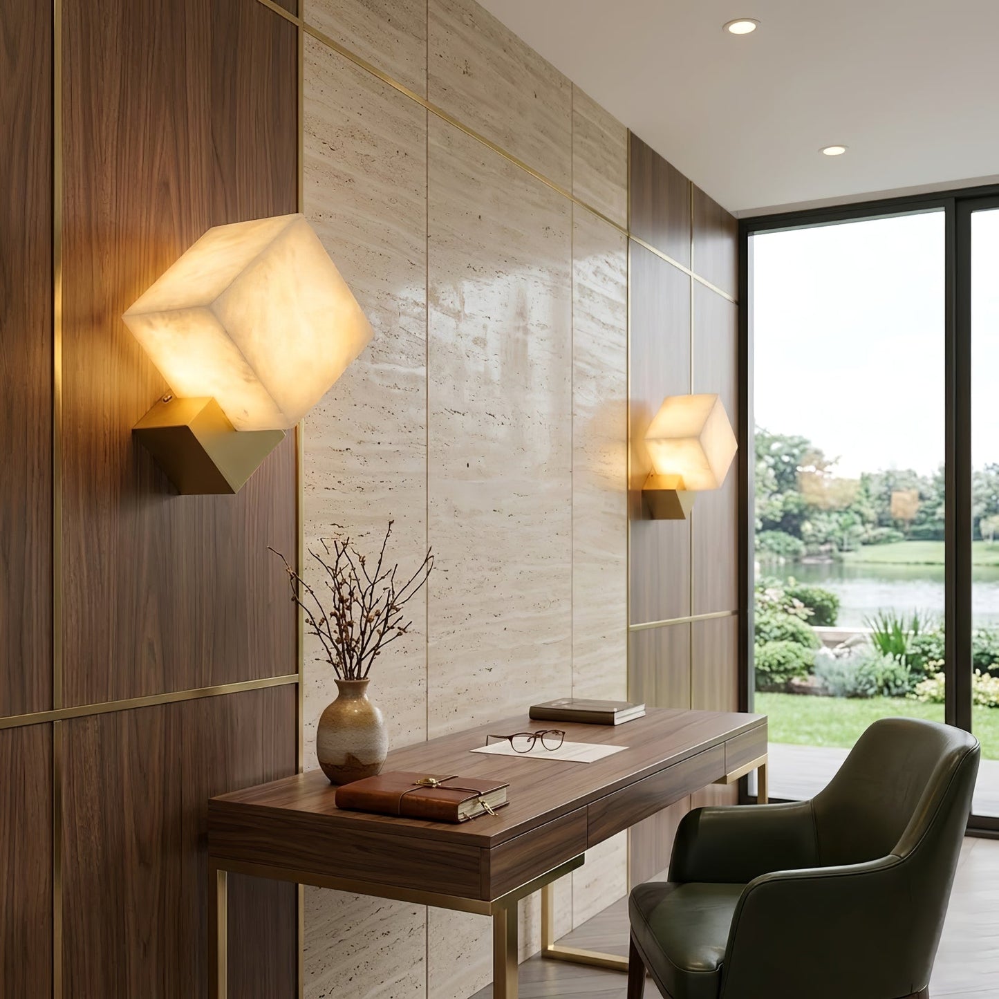 Vein Alabaster Cube Sconce