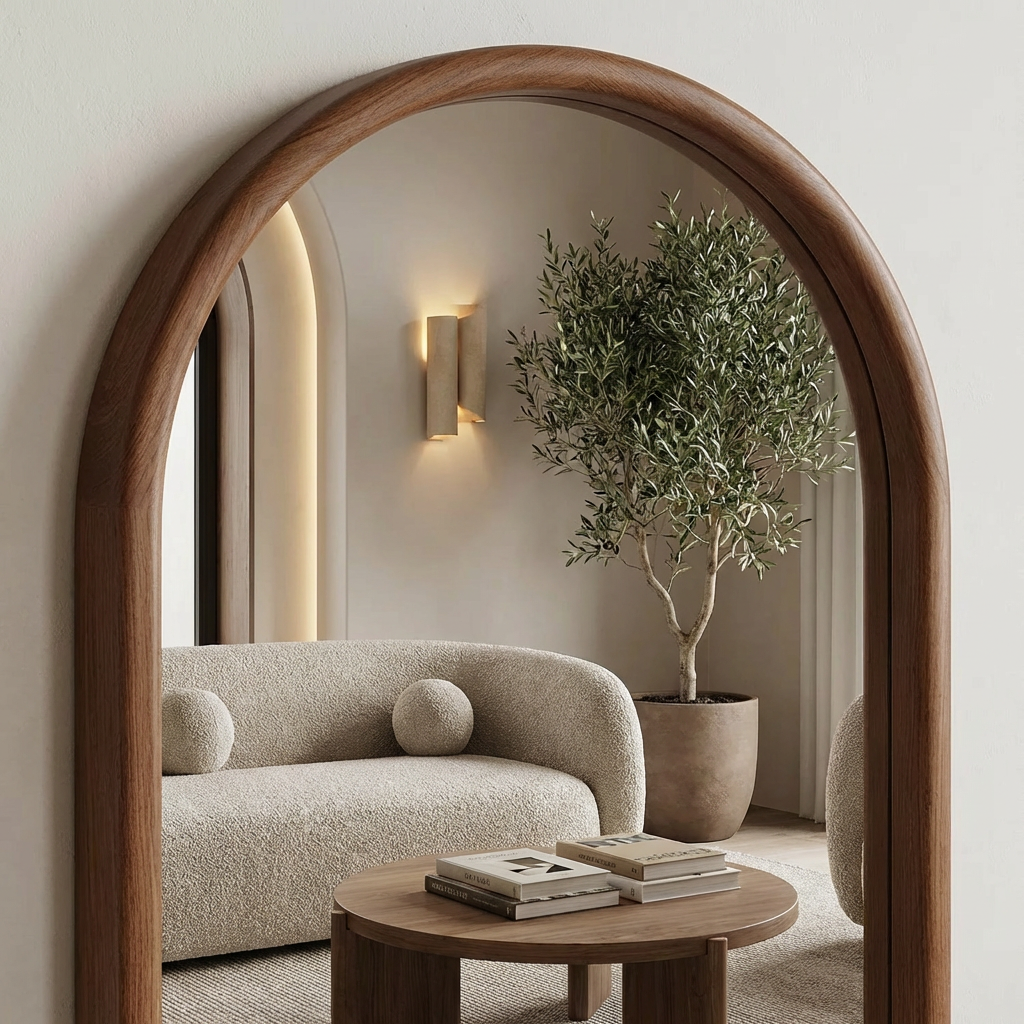 Arched Full Length Mirror – Natural Beech Wood Frame, Modern Elegance Home Decor
