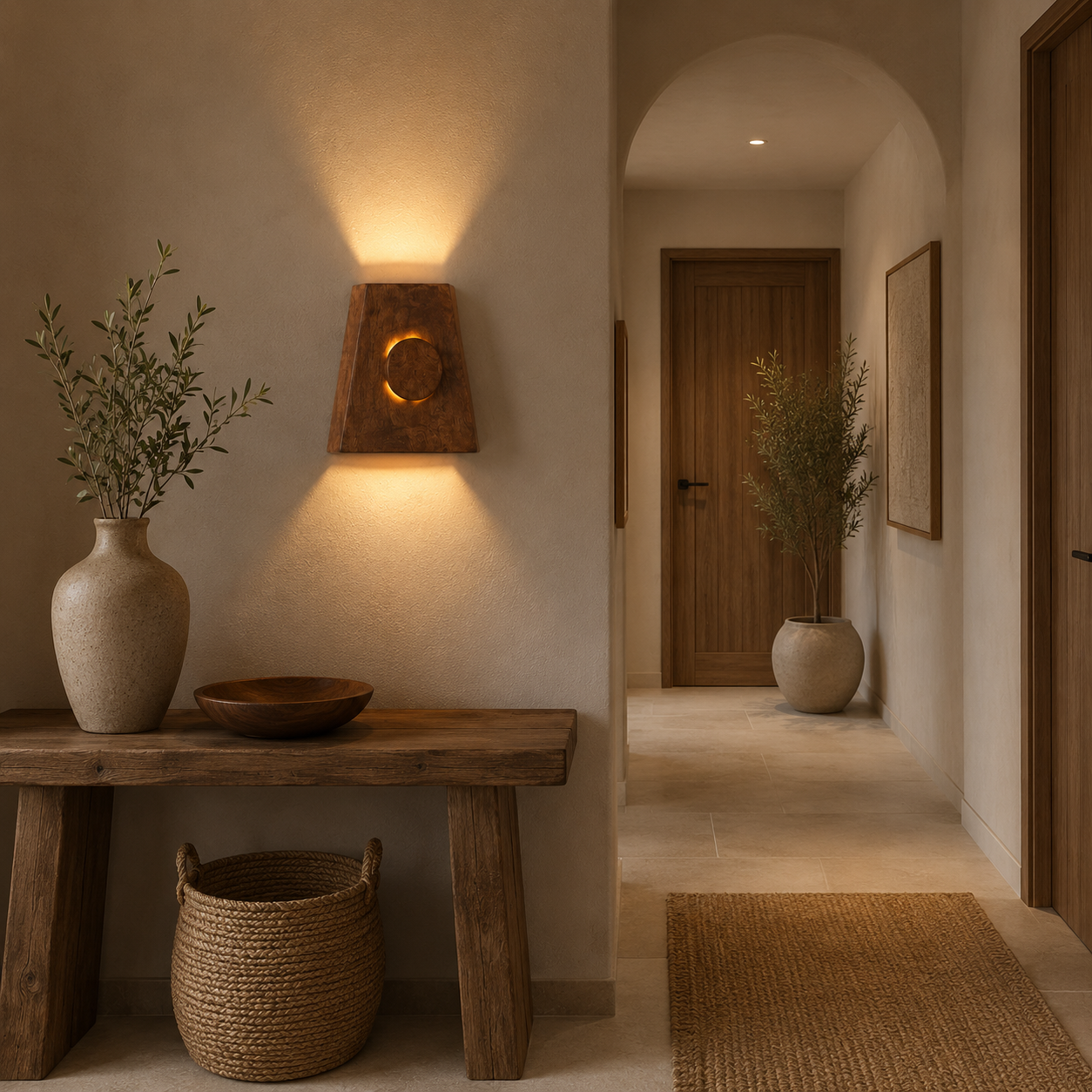 Wooden LED Wall Sconce, Modern Wood Wall Light, Handmade Wall Lamp, Minimalist Bathroom Bedroom Hallway Lighting