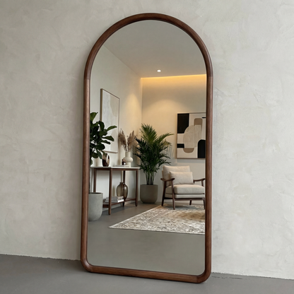Arched Full Length Mirror – Natural Beech Wood Frame, Modern Elegance Home Decor