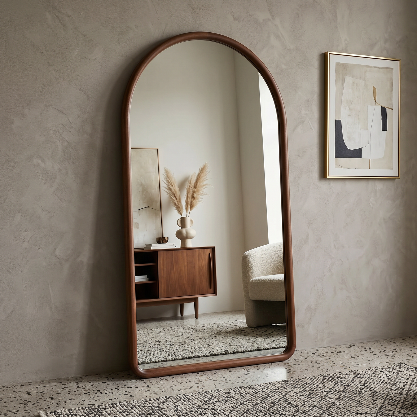 Arched Full Length Mirror – Natural Beech Wood Frame, Modern Elegance Home Decor
