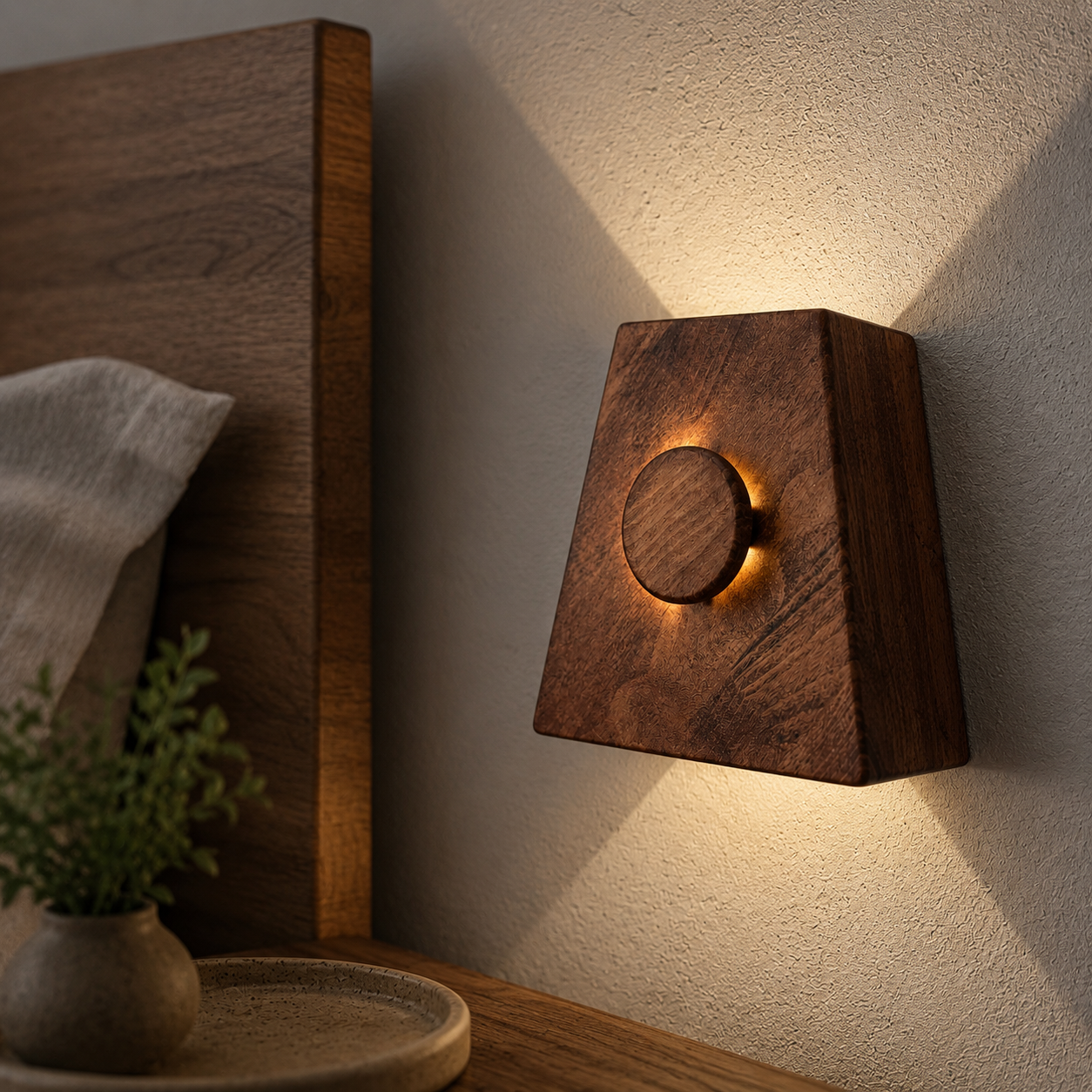 Wooden LED Wall Sconce, Modern Wood Wall Light, Handmade Wall Lamp, Minimalist Bathroom Bedroom Hallway Lighting