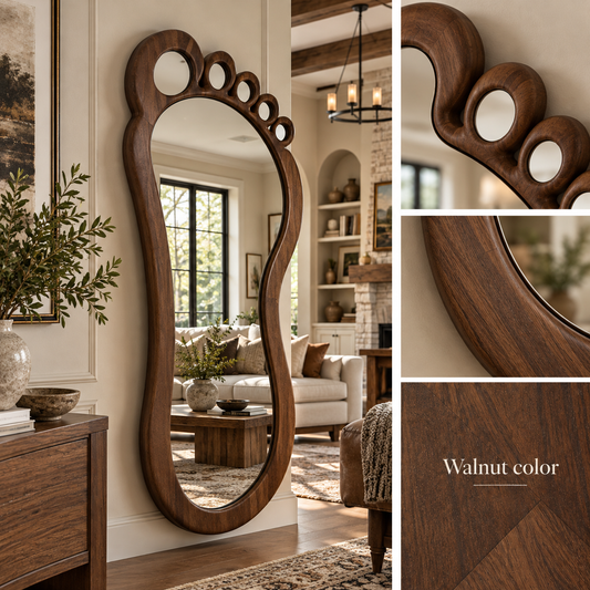 Footprint Wall Mirror, Solid Linden Wood Frame, Full Length Mirror