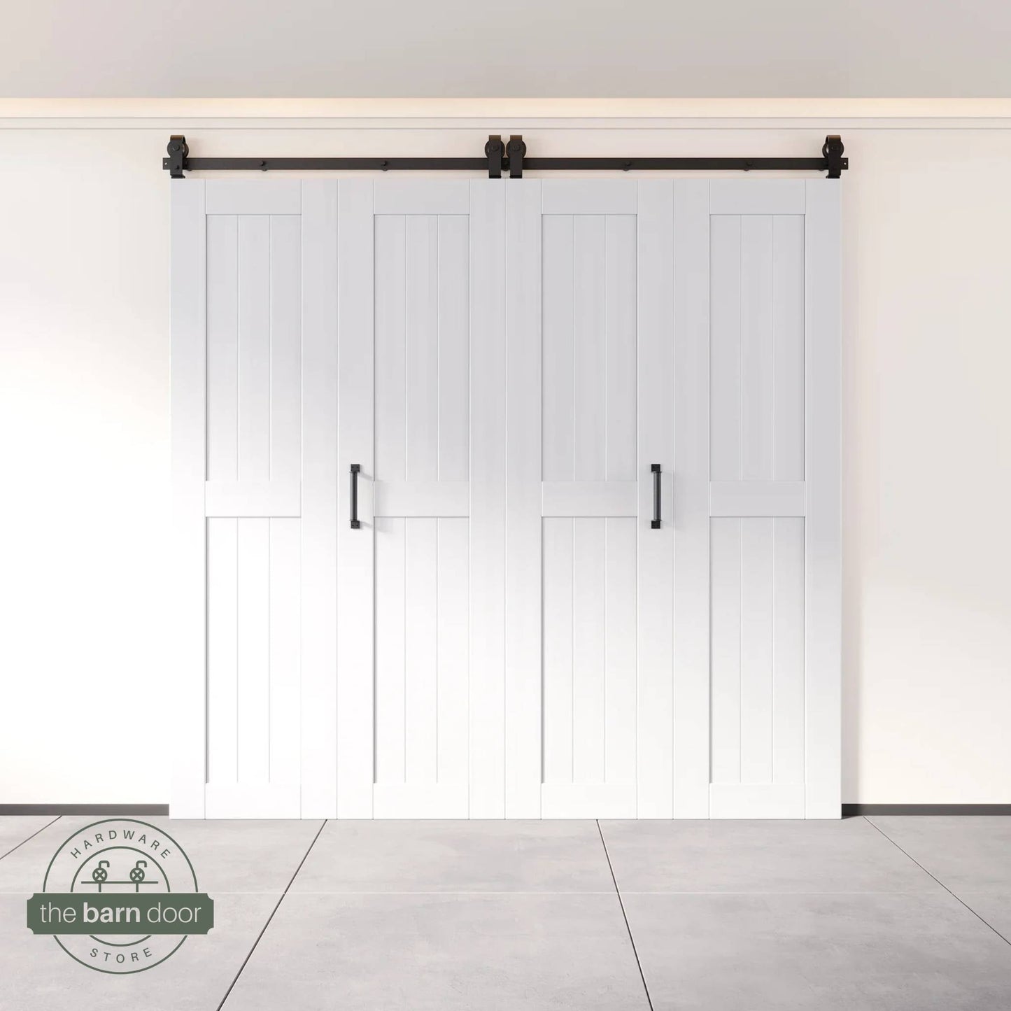 Biparting Bifold Barn Door Kit - 4 Doors with Black Hardware for Large Closet Openings