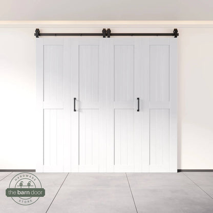 Biparting Bifold Barn Door Kit - 4 Doors with Black Hardware for Large Closet Openings