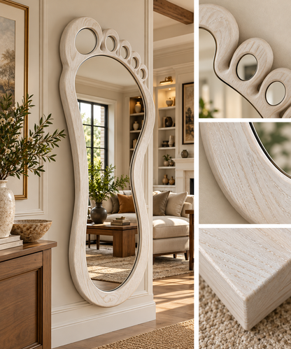 Footprint Wall Mirror, Solid Linden Wood Frame, Full Length Mirror