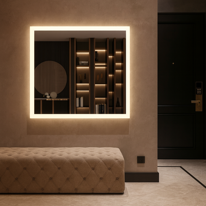 LED Wall Mirror – Modern Square Backlit Vanity Mirror, Luxury Lighted Mirror