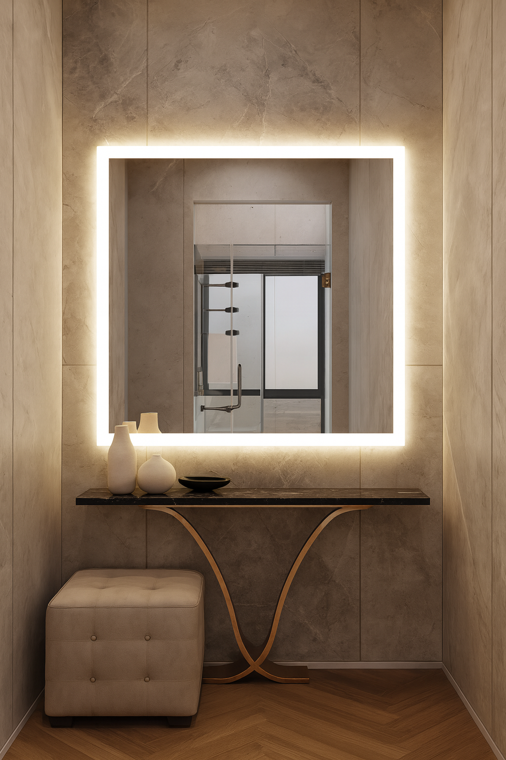 LED Wall Mirror – Modern Square Backlit Vanity Mirror, Luxury Lighted Mirror