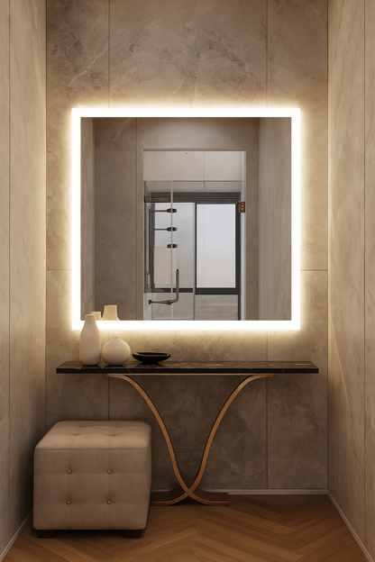 LED Wall Mirror – Modern Square Backlit Vanity Mirror, Luxury Lighted Mirror